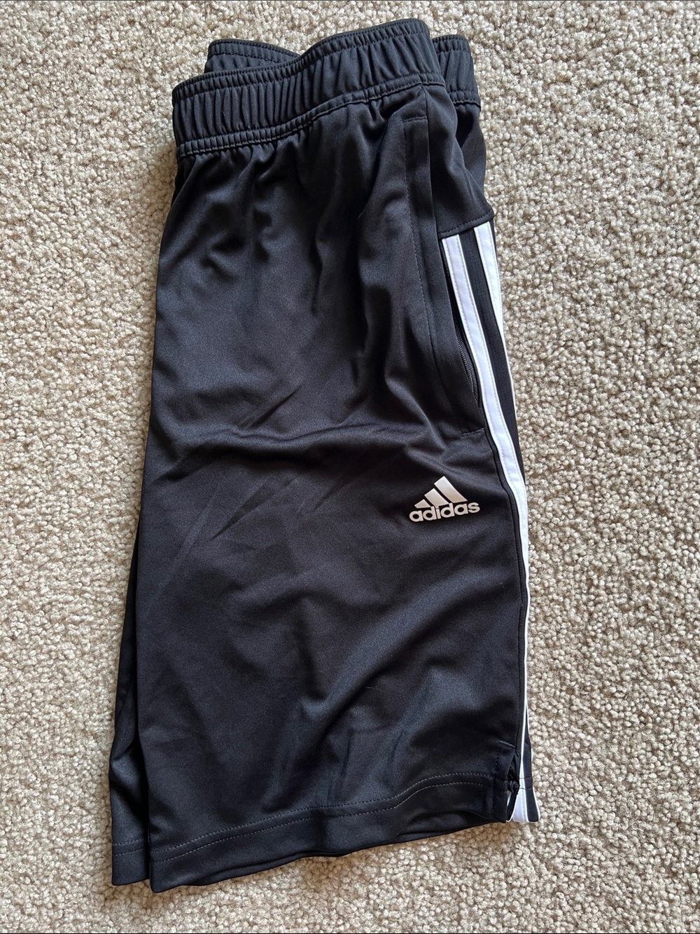 adidas Men's Black Athletic Shorts with White Stripes - Picture 3 of 6